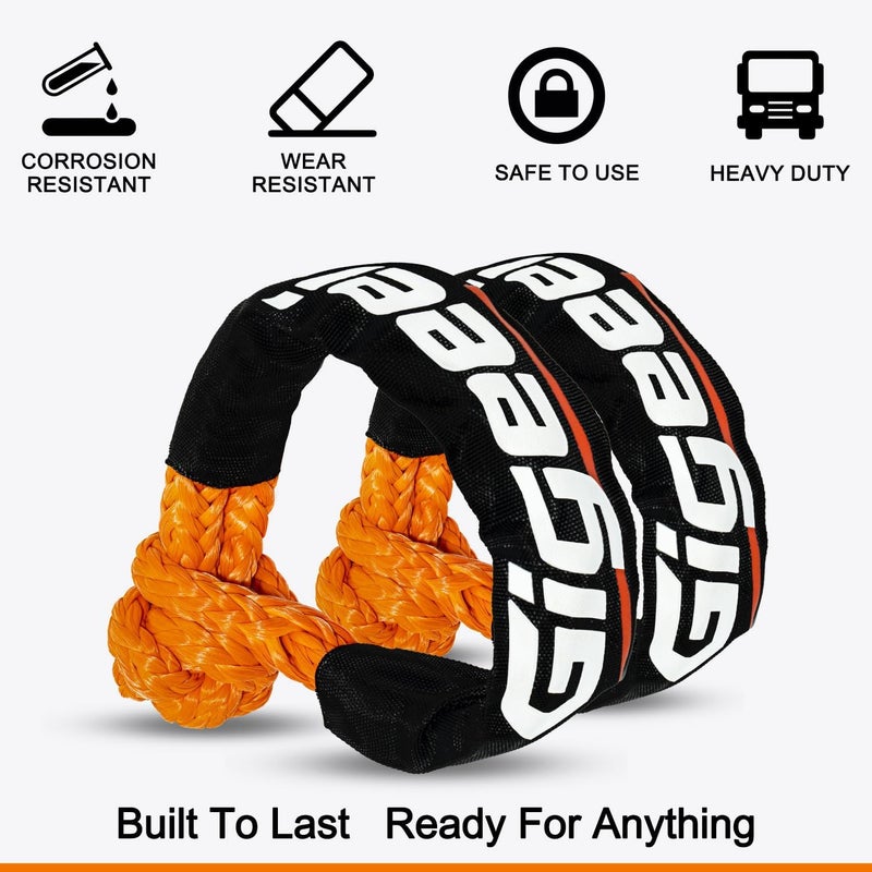 Gigeeei Soft Shackles Tow Recovery - 1/2 Inch X 22 Inch (56,000lbs) Soft Shackle Recovery Kit for Off-Road Winch and Vehicle Towing (Orange) - Image 4